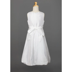 Beaded Teffeta Bow Communion Dress