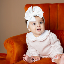 Load image into Gallery viewer, Girls Paty Pointelle Knit Romper
