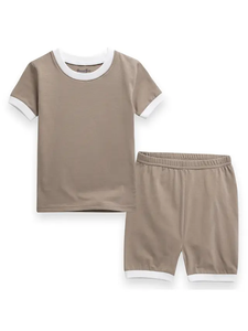 Brown Macaron Short Sleeve PJ Set