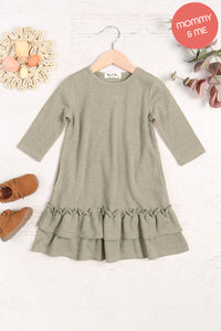 Leia Tiered Pocket Dress-Olive