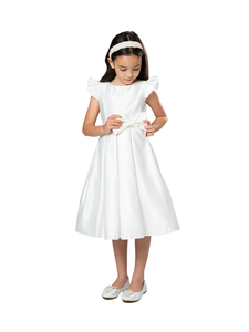 Satin Flutter Sleeve Communion Gown