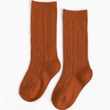 Rust Cable Knit Knee High Socks