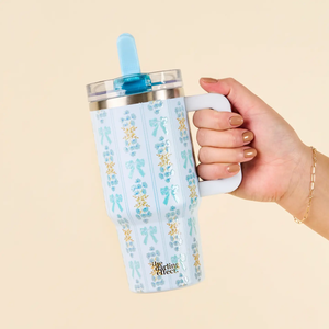 20 oz Flip Straw Fancy Blue Tumbler