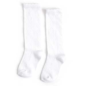 White Scalloped Knee High Socks