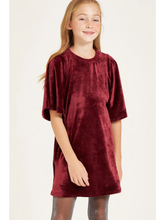 Load image into Gallery viewer, Wine Bell sleeve Velvet Dress
