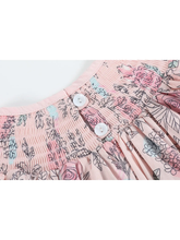 Load image into Gallery viewer, Pink Rose Smocked Bishop Dress
