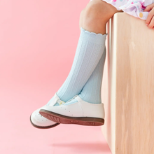 Load image into Gallery viewer, Robin Egg Frill Knee High Socks

