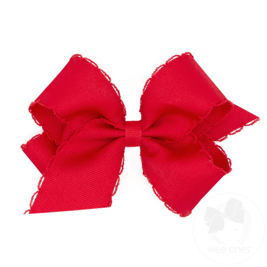 Medium Grosgrain Bow with Moodstitch Edge - Red