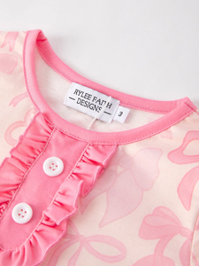 Girls Ruffle and Bow Pajama Set