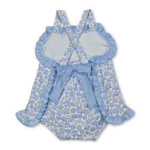 Load image into Gallery viewer, Blue Daisy Ruffle Romper
