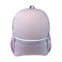 Load image into Gallery viewer, Medium Gingham Lilac Backpack w/ Pockets
