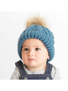 Slate Blue Pom Beanie (0-6m)