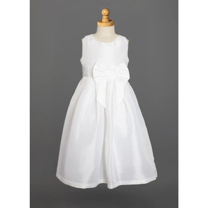 Teffeta Bow Communion Dress with Bubble Hem