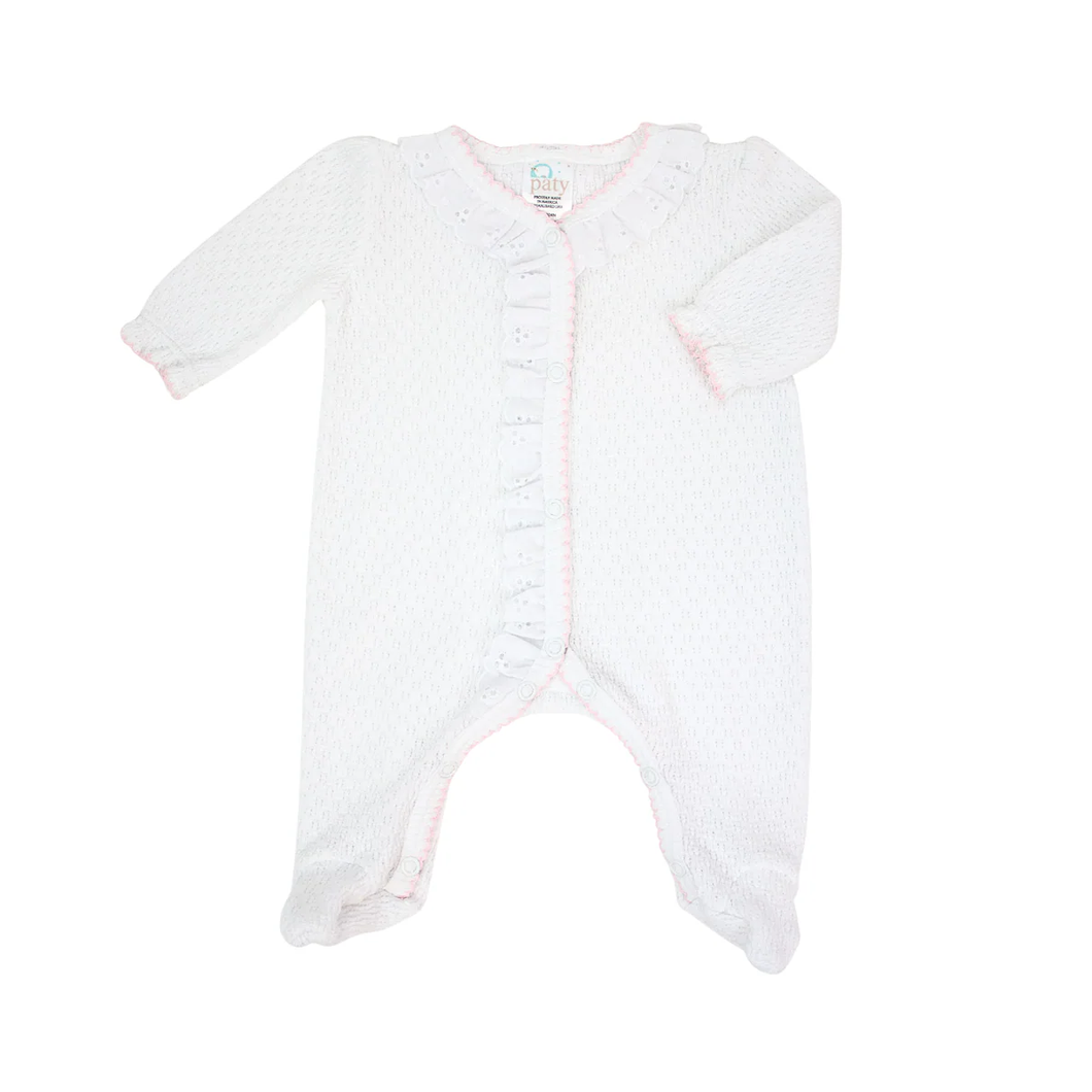 Paty Knit Footie with Eyelet Trim