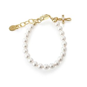 Jayde Cross Pendant Pearl Bracelet
