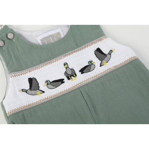 Smocked Flying Mallard Overalls