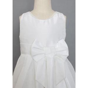 Teffeta Bow Communion Dress with Bubble Hem