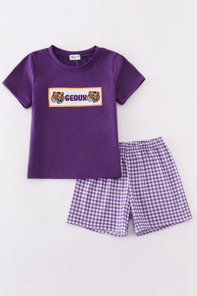Smocked Geaux Tigers Short Set