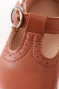 Chestnut Brown Velcro Tstrap Shoes