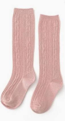Blush Cable Knit Knee High Socks