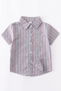 RED GREY STRIPE BOY SHIRT