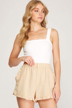 Load image into Gallery viewer, Ruffled Hem Linen Shorts with Front Zipper
