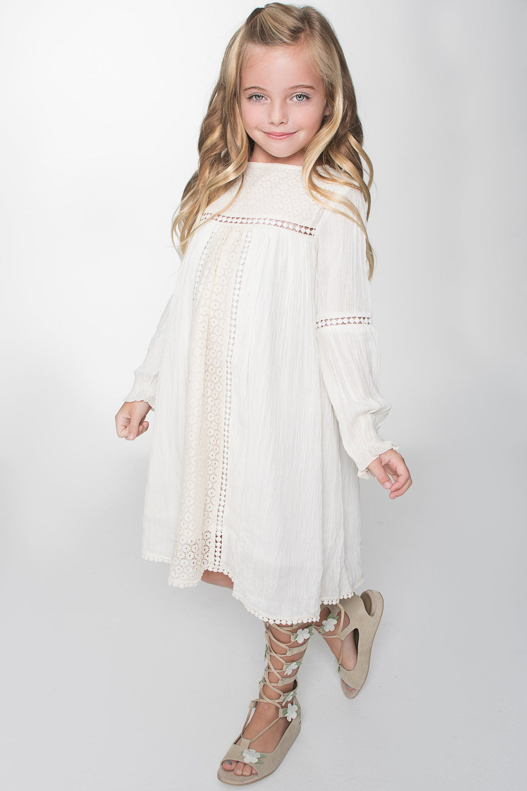 Cream Lace Detailed Dress