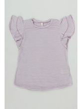 Load image into Gallery viewer, Leah Flutter Sleeve Striped Lavender top
