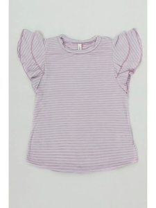 Leah Flutter Sleeve Striped Lavender top