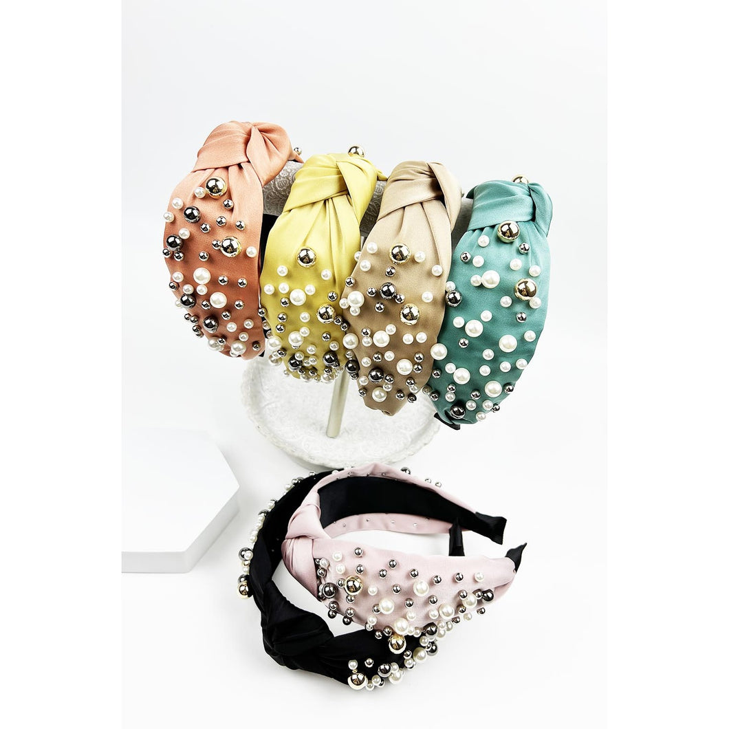 Fabric Headband with Pearl Embellishments