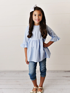 Baby Blue Tunic Ruffle Long Sleeve