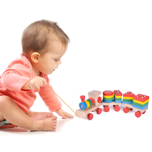Load image into Gallery viewer, Wooden Train Shape Sorter and Stacking Toys
