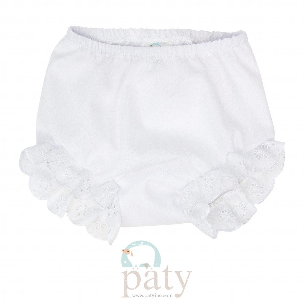 White Diaper Cover with eyelet- 637