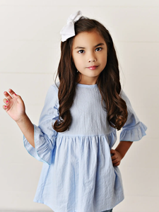 Baby Blue Tunic Ruffle Long Sleeve