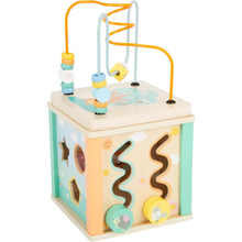 Load image into Gallery viewer, Small Foot Wooden Toys Pastel Motor Skills 5-in-1 Activity Cube Designed for Children Ages 12+ Months
