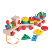 Load image into Gallery viewer, Wooden Train Shape Sorter and Stacking Toys
