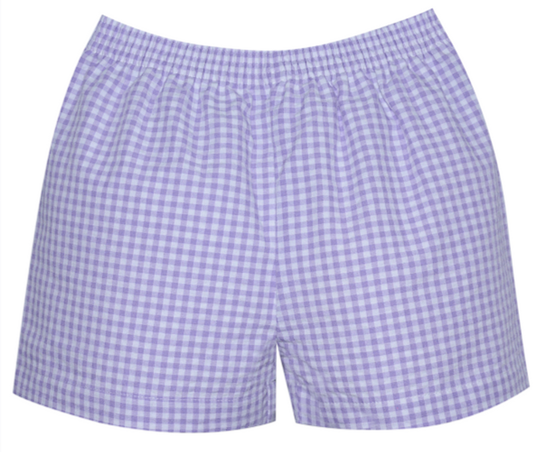 Bennett, Lavender Check Seersucker Shorts